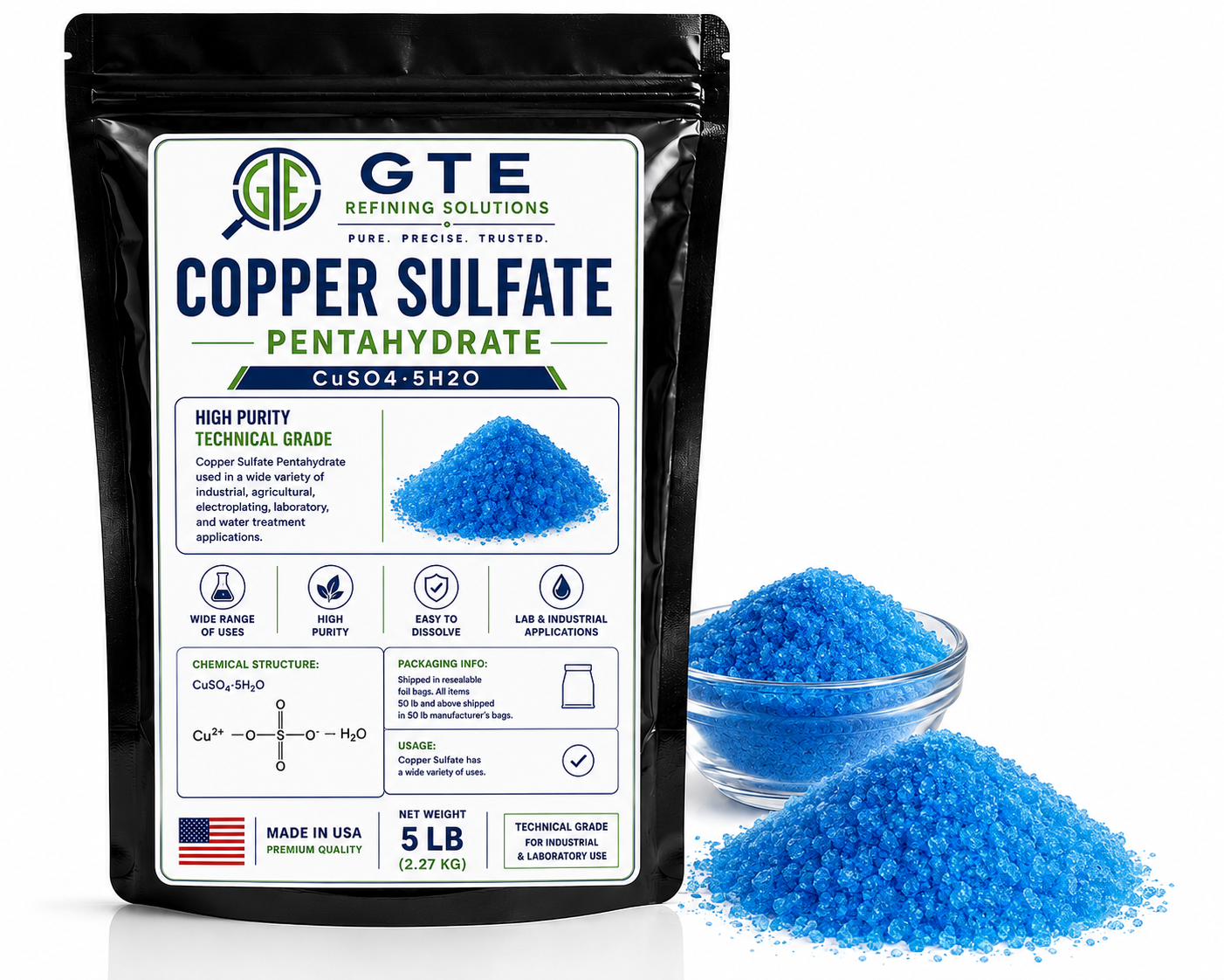 COPPER SULFATE POWDER - 99% PURE - FREE SHIPPING