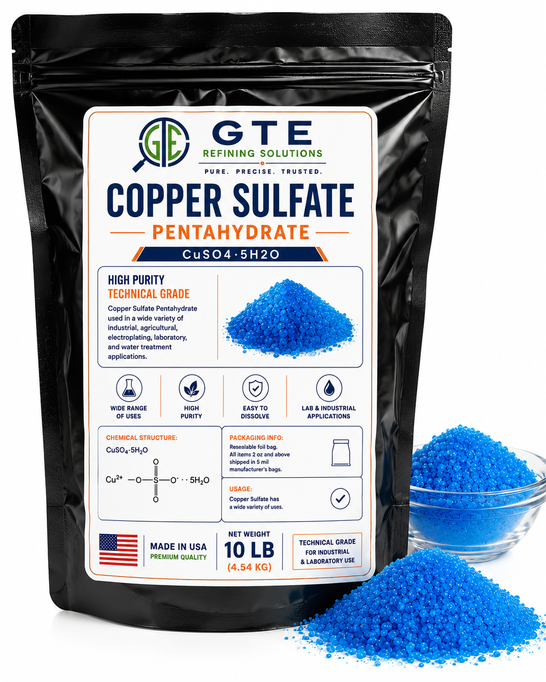 COPPER SULFATE POWDER - 99% PURE - FREE SHIPPING
