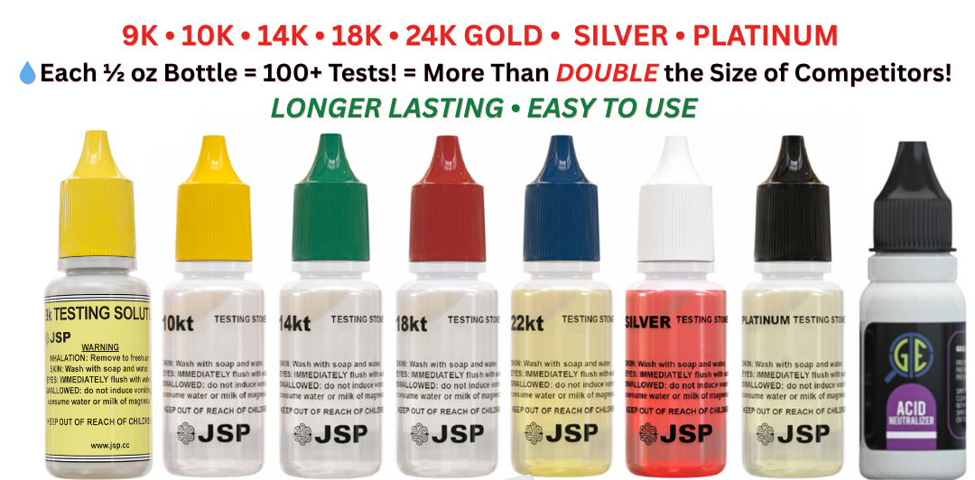 Gold Silver Platinum Testing Kit - Test 9K 10K 12K 14k 18K 22K 999 925 Sterling - GOLD TESTING EQUIPMENT
