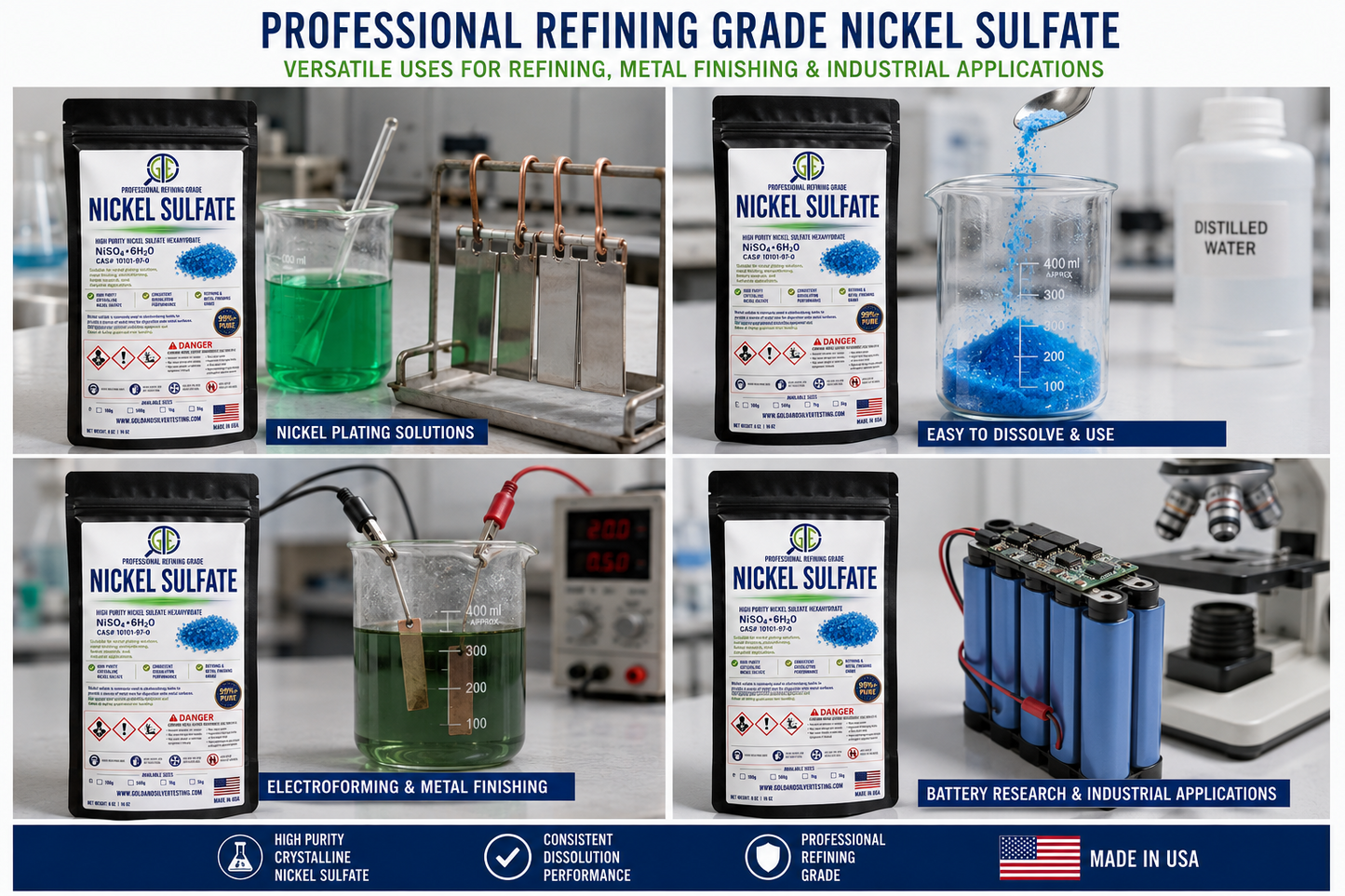 Nickel Sulfate Crystals 100g Electroplating Nickel Plating Chemical Metal