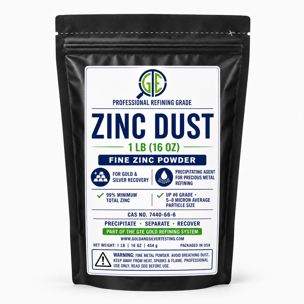 1LB Zinc Powder Gold Silver Recovery Refining Metal Precipitant Dust Casting ZN