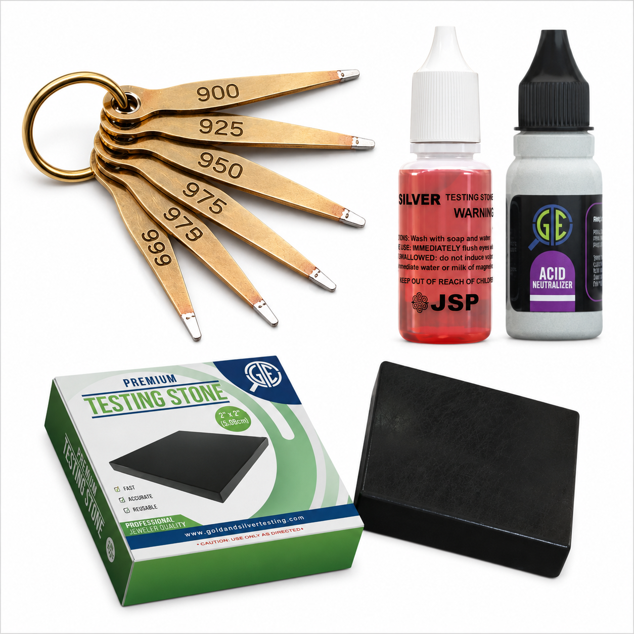 Silver Testing Kit Acid Stone Needles Neutralizer 900 925 950 975 999 Test Kit
