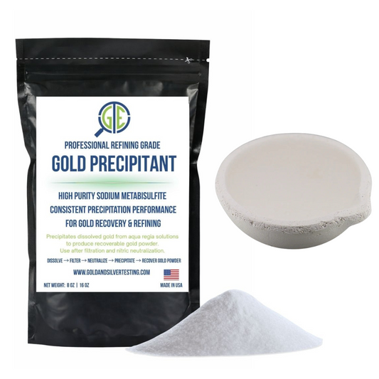 Gold Recovery & Melting Kit SMB Gold Precipitant 1lb + Ceramic Crucible Refining GTE