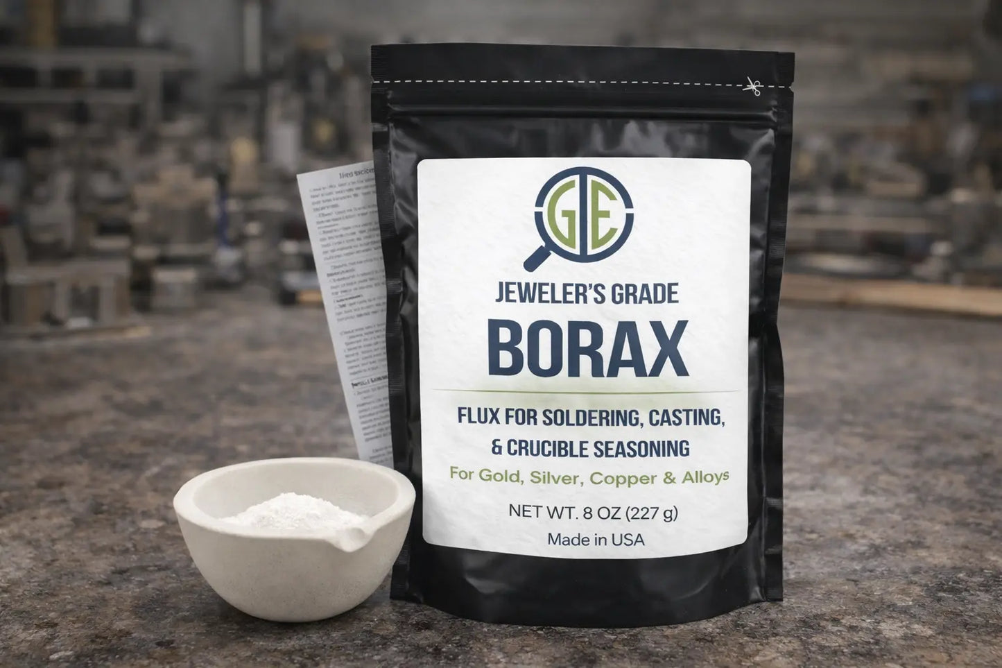 Jeweler’s Grade Borax Flux 8 oz + Ceramic Crucible Gold Silver Glaze Casting Kit GTE