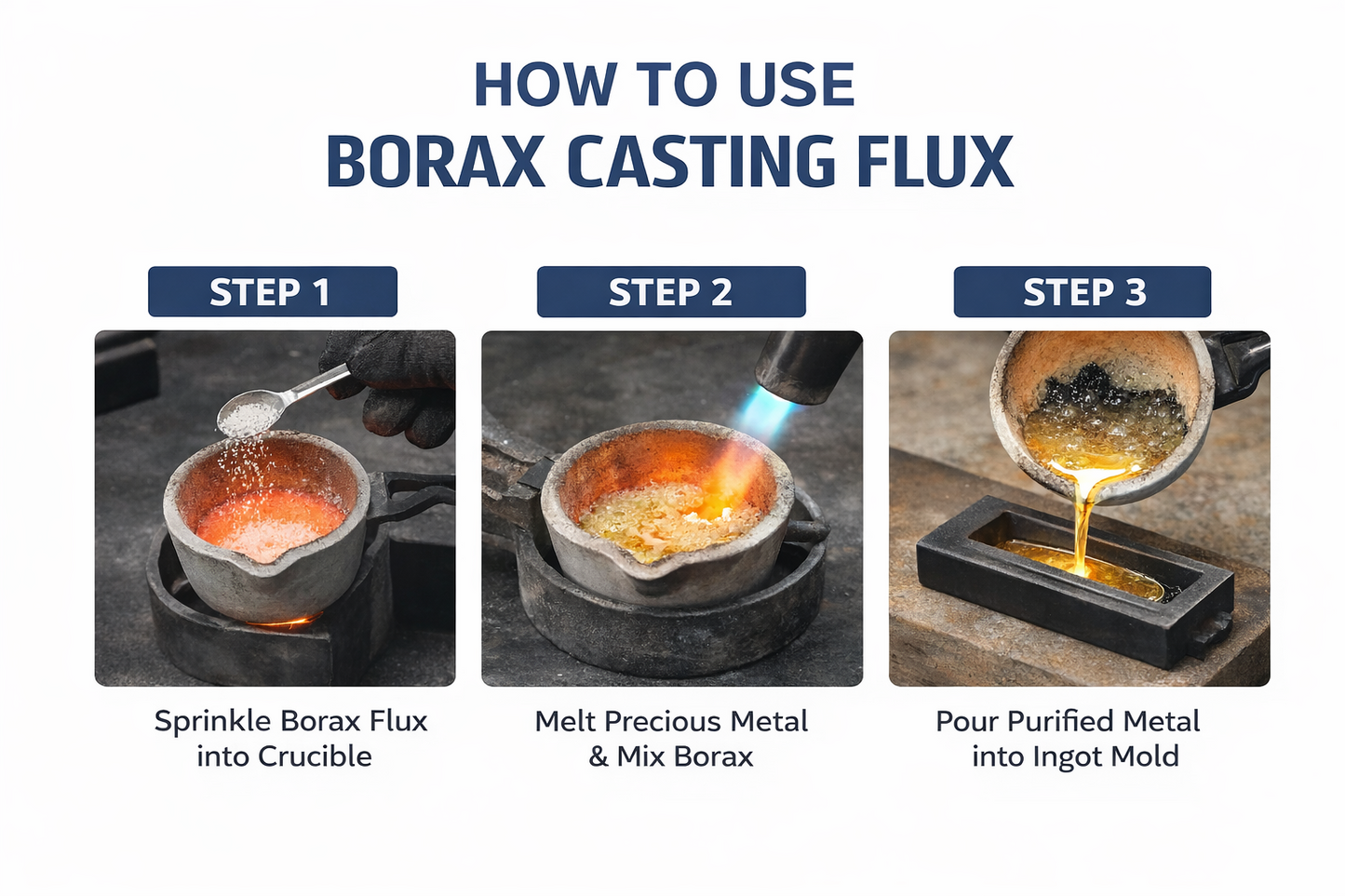 Gold Refining Kit SMB Gold Precipitant Borax Flux Recovery & Smelt Melting GTE