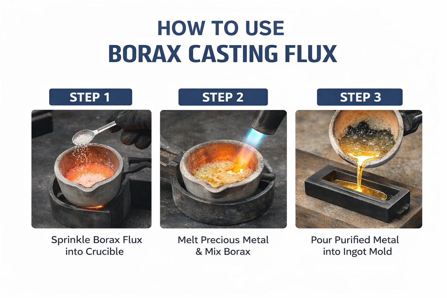 Gold Refining Kit SMB Gold Precipitant Borax Flux Recovery & Smelt Melting GTE