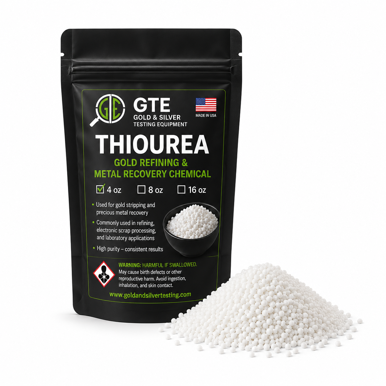 Thiourea 4 oz Gold Stripping Powder Precious Metal Recovery Refining Chemical