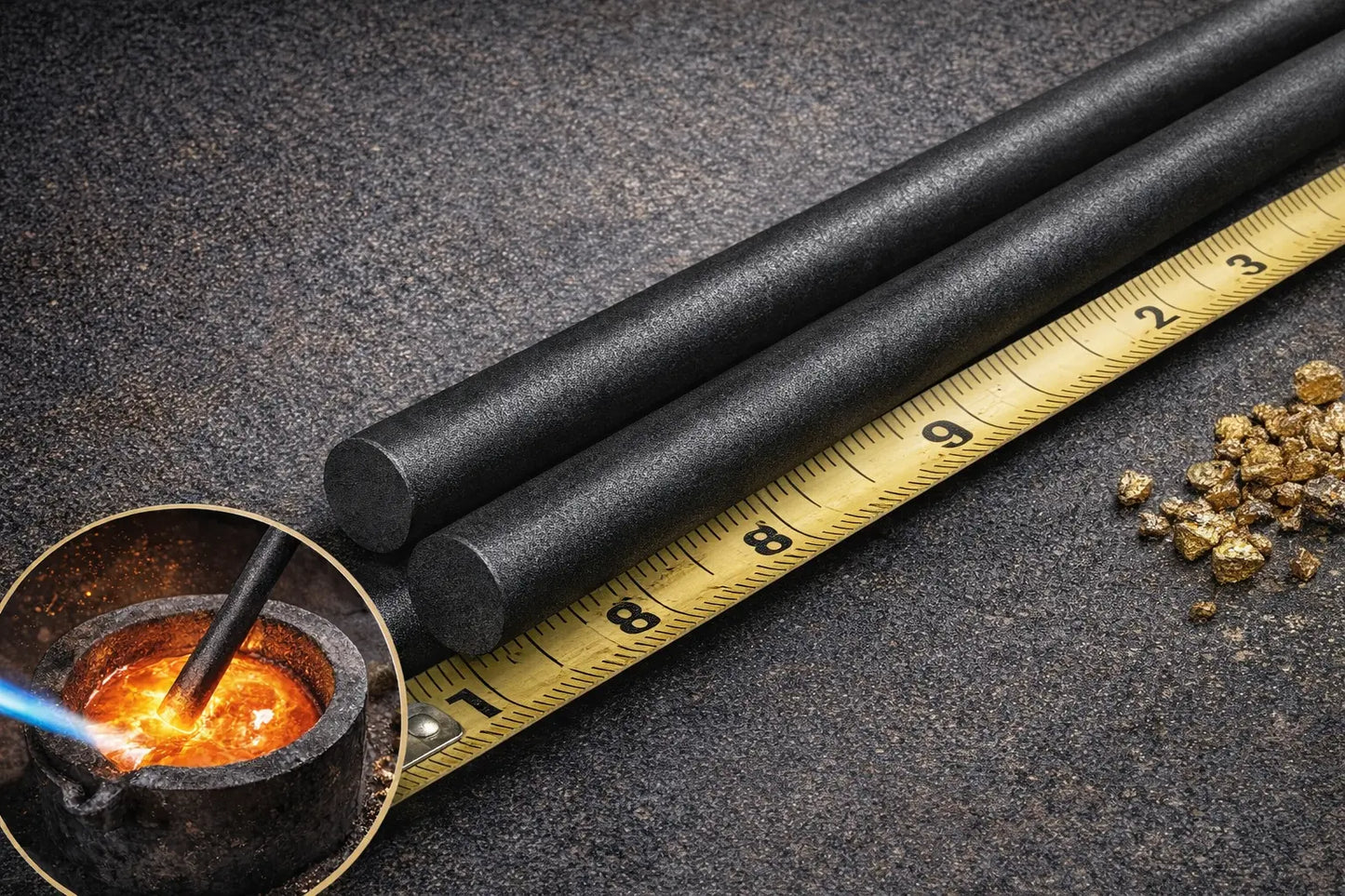 Gold Melting Kit Small Ceramic Crucible + 1/2" Graphite Stirring Rod Refining GTE