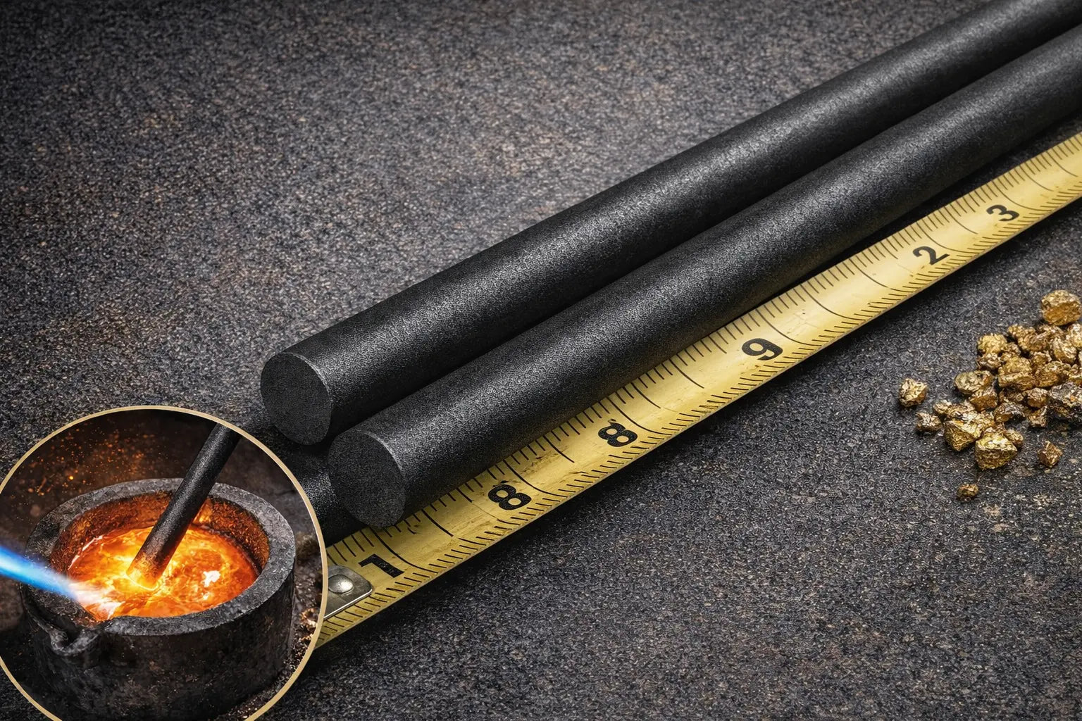 Gold Melting Kit Small Ceramic Crucible + 1/2" Graphite Stirring Rod Refining GTE