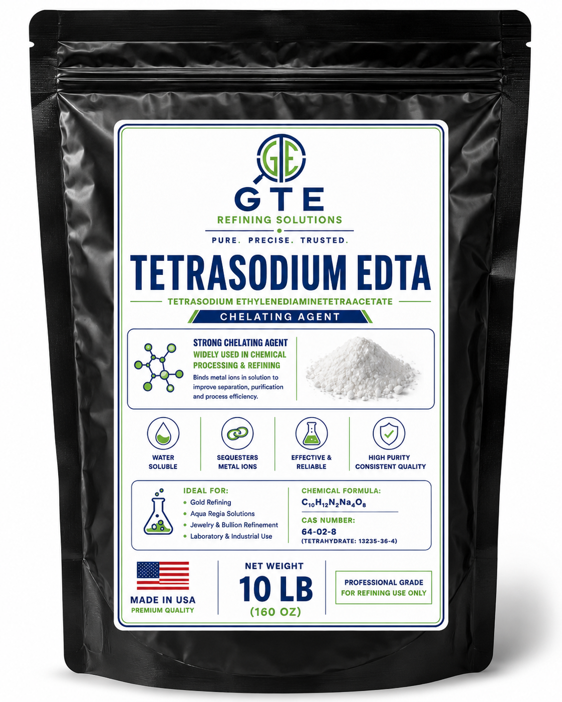 10 LB TETRASODIUM (EDTA) Technical Grade Chelating Agent Textile Water Paper 99%