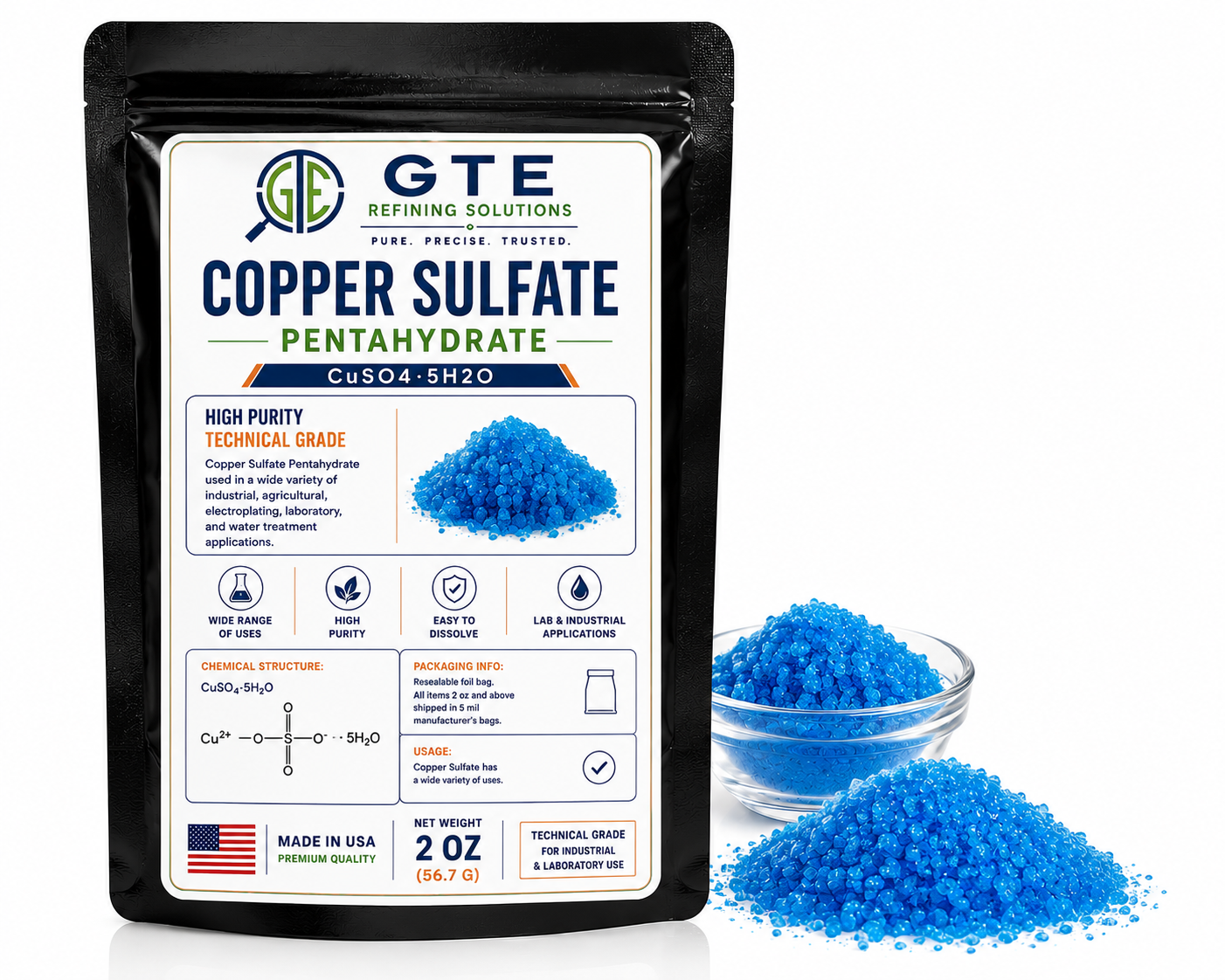 COPPER SULFATE POWDER - 99% PURE - FREE SHIPPING