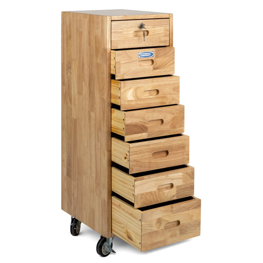 7 Drawer Rolling Cabinet - Heavy Duty Casters, Hardwood Pepetools