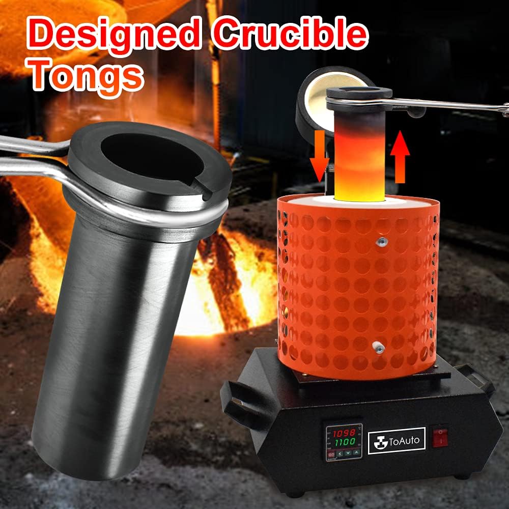 GTE TGF3000-V1.1 Gold Melting Furnace – 1+3 KG Electric Digital Smelting Kiln Kit, 1400W 2100°F for Gold Silver Copper Aluminum (110V)
