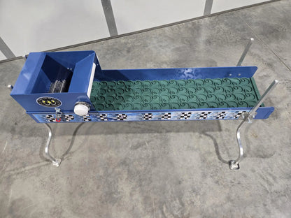 Angled view of 10x42 Speed Banker Unclassified Power Sluice with Dream Mat showing green riffle mat on concrete
