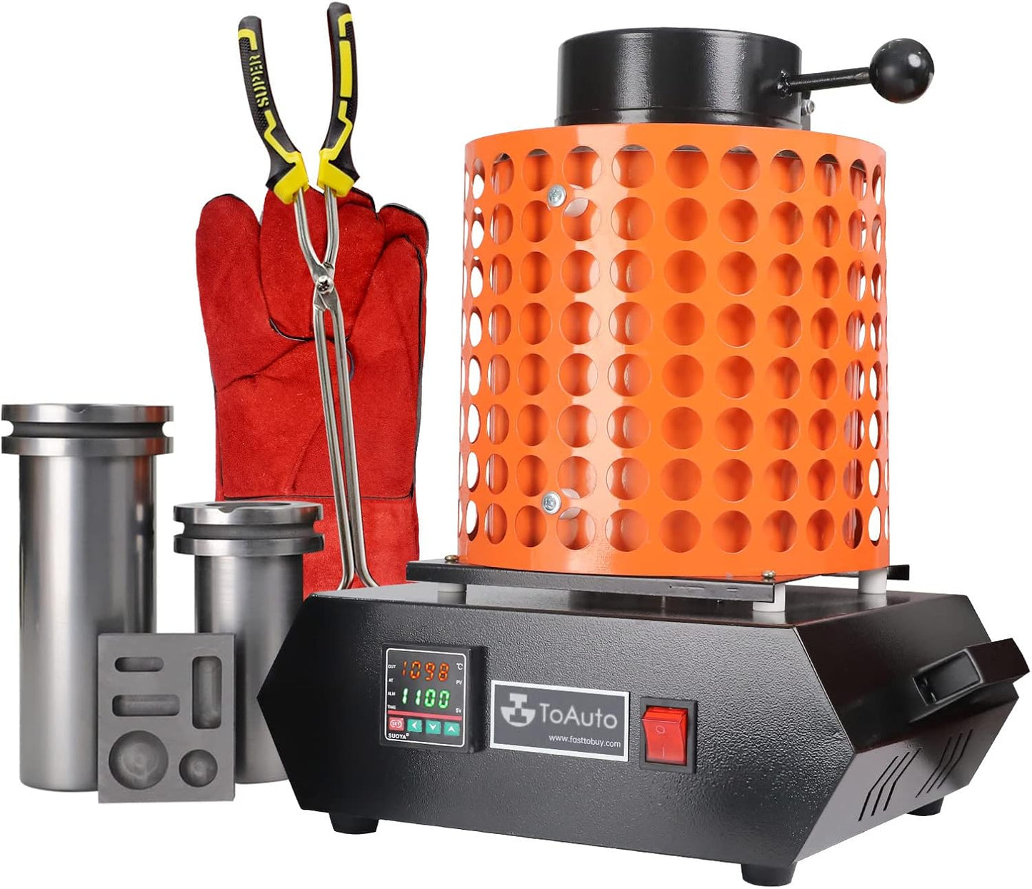 GTE TGF3000-V1.1 Gold Melting Furnace – 1+3 KG Electric Digital Smelting Kiln Kit, 1400W 2100°F for Gold Silver Copper Aluminum (110V)