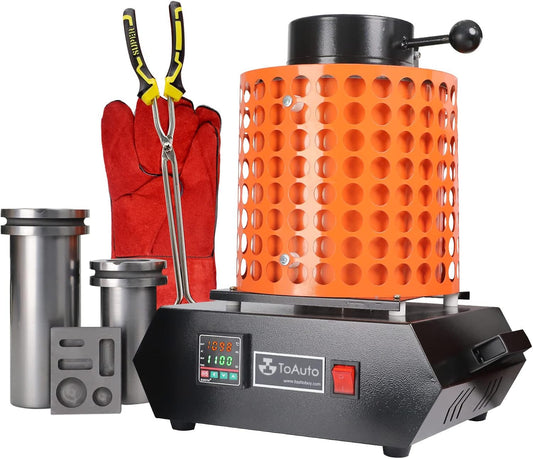 GTE TGF3000-V1.1 Gold Melting Furnace – 1+3 KG Electric Digital Smelting Kiln Kit, 1400W 2100°F for Gold Silver Copper Aluminum (110V)