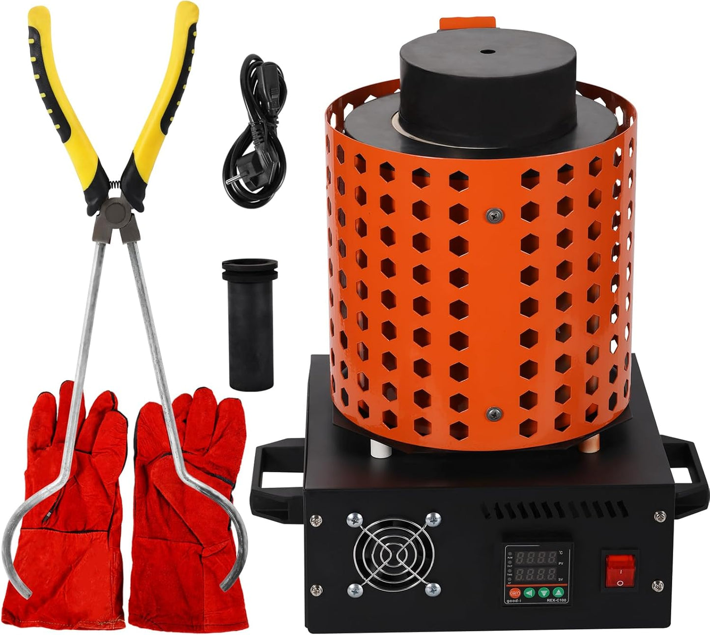 GTE Gold Melting Furnace – 1+3 KG Electric Digital Smelting Kiln Kit, 1800W 2100°F for Gold Silver Copper Aluminum (110V) - GOLD TESTING EQUIPMENT