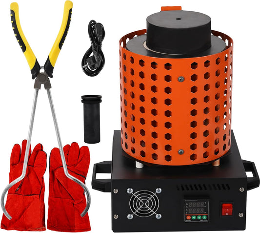 GTE Gold Melting Furnace – 1+3 KG Electric Digital Smelting Kiln Kit, 1800W 2100°F for Gold Silver Copper Aluminum (110V) - GOLD TESTING EQUIPMENT