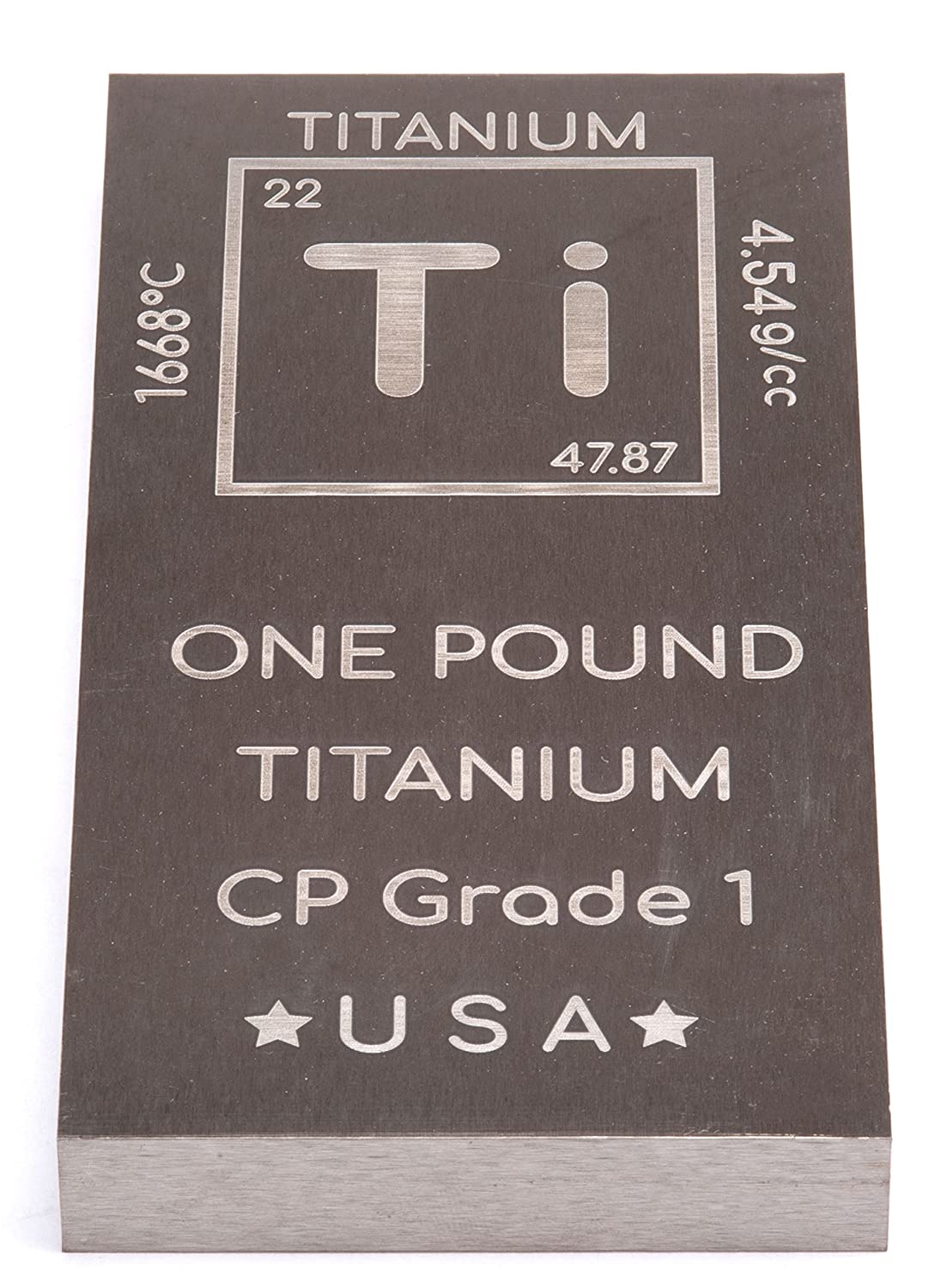 Titanium Bar - 1lb Laser Engraved .999 Pure Bullion Bar Chemistry Element Design Unique Rare Metal Gift for Teachers Students Paperweight