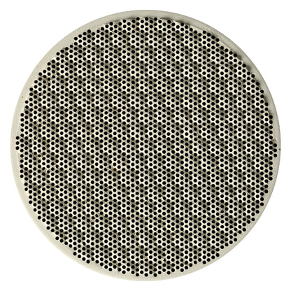 Front view of a honeycomb ceramic soldering block showcasing its perforated surface on a white background