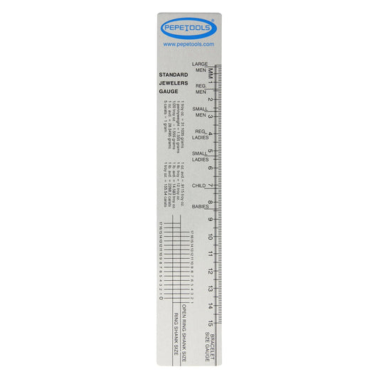 Standard Jeweler's Gauge Ruler – Ring & Bracelet Sizing Tool Pepetools