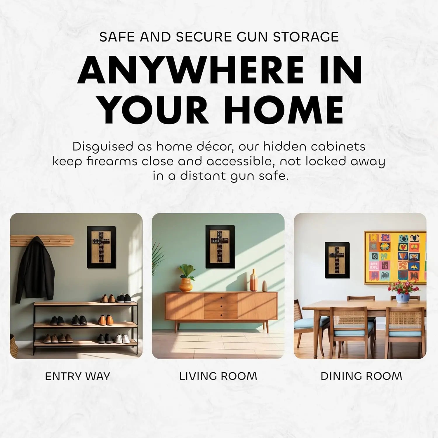 American Flag Cross Decorative Wall-Mounted Secure Gun Cabinet Bellewood Designs