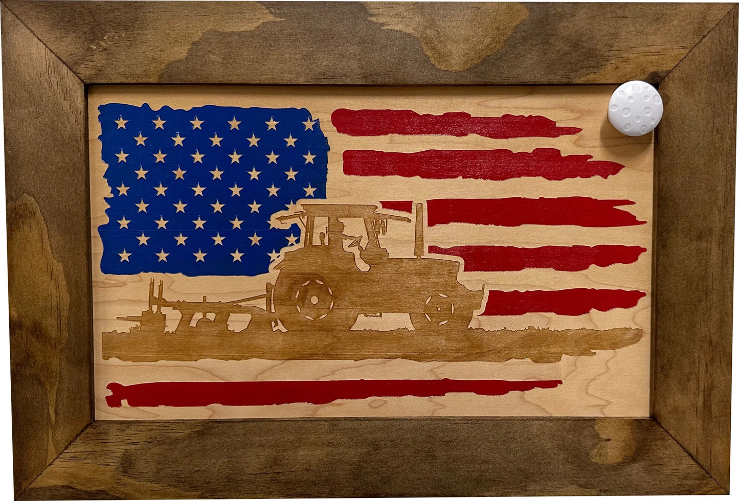 Locking Gun Cabinet Wall Mounted with American Flag and Farmer Patriotic Decorative Front Bellewood Designs