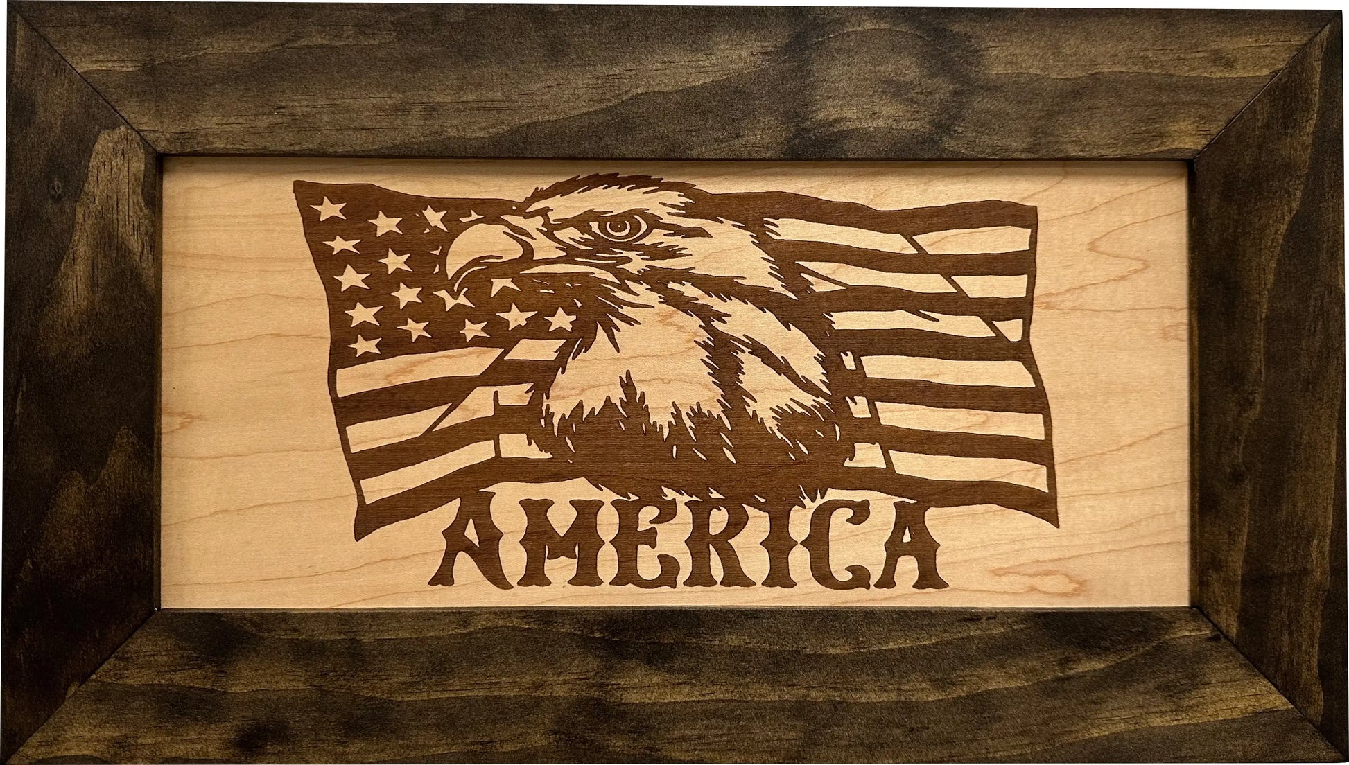 American Flag with Bald Eagle Patriotic Decorative Wall-Mounted Secure Gun Cabinet Bellewood Designs