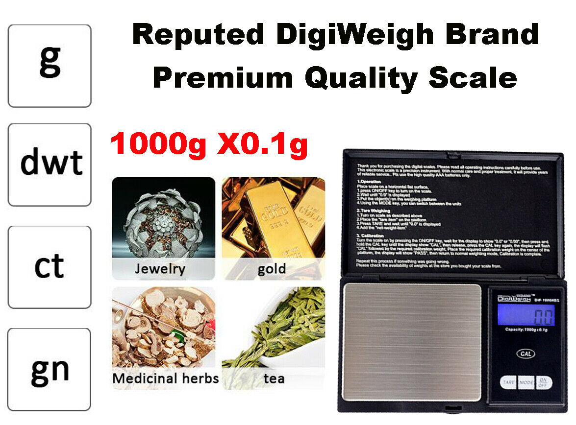 DigiWeigh DW-600BS Precision Digital Scale – 600g x 0.1g | Troy, Gram, Ounce, Grain | For Jewelry, Coins, Reloading, Scrap Metals