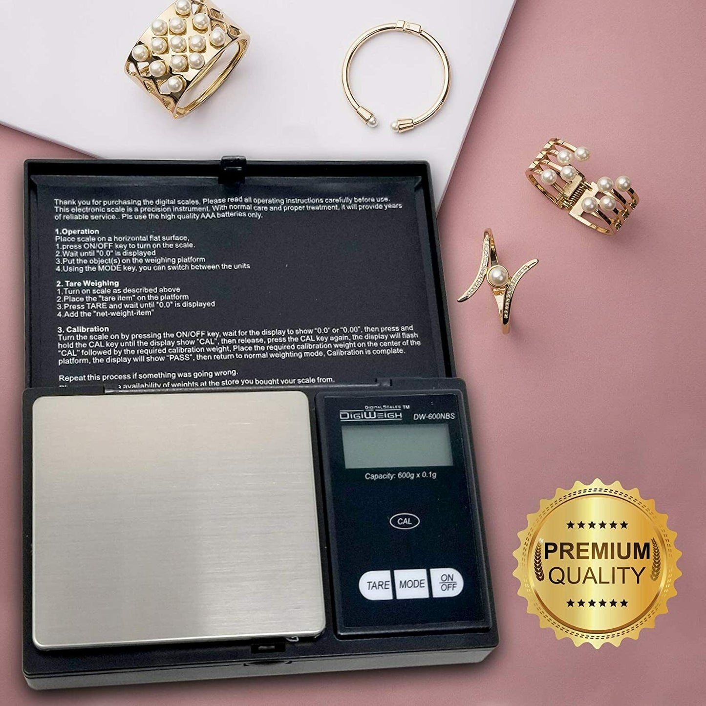 DigiWeigh DW-600BS Precision Digital Scale – 600g x 0.1g | Troy, Gram, Ounce, Grain | For Jewelry, Coins, Reloading, Scrap Metals