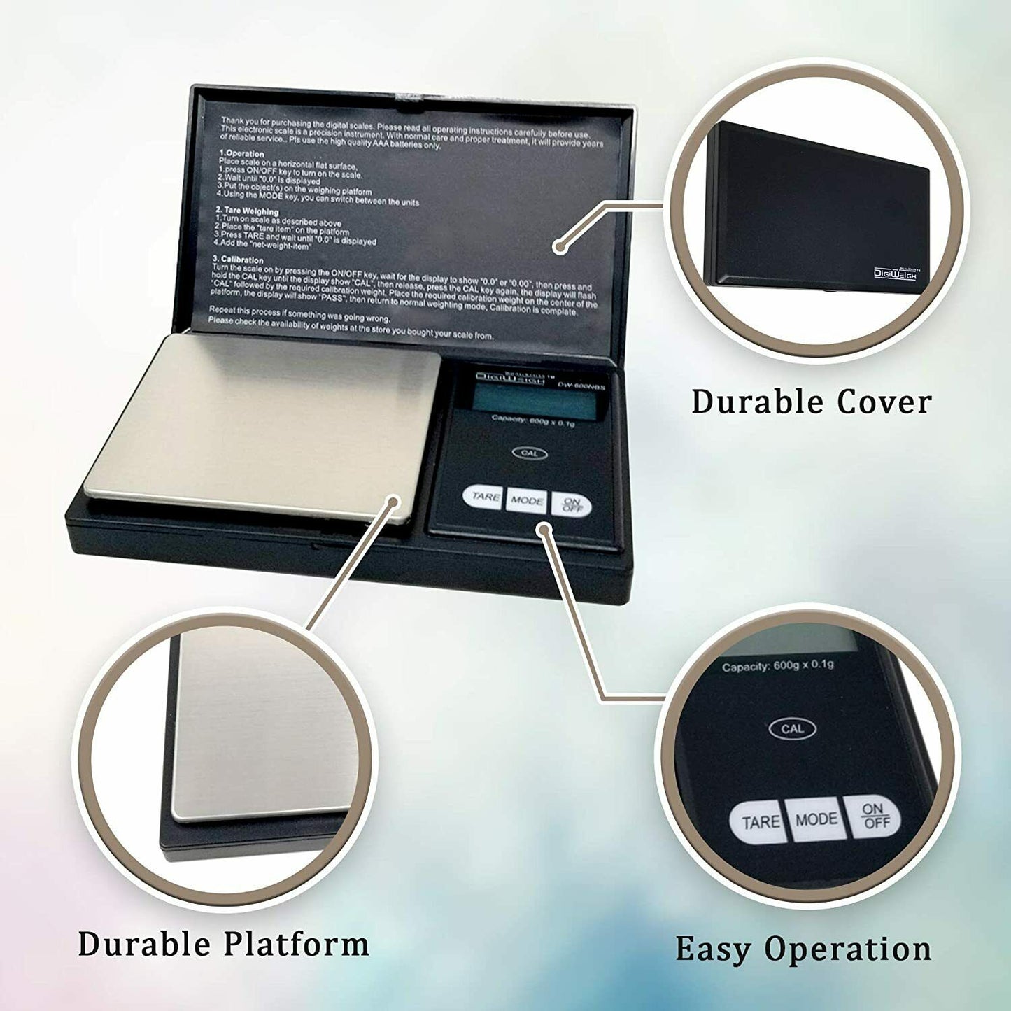 DigiWeigh DW-600BS Precision Digital Scale – 600g x 0.1g | Troy, Gram, Ounce, Grain | For Jewelry, Coins, Reloading, Scrap Metals