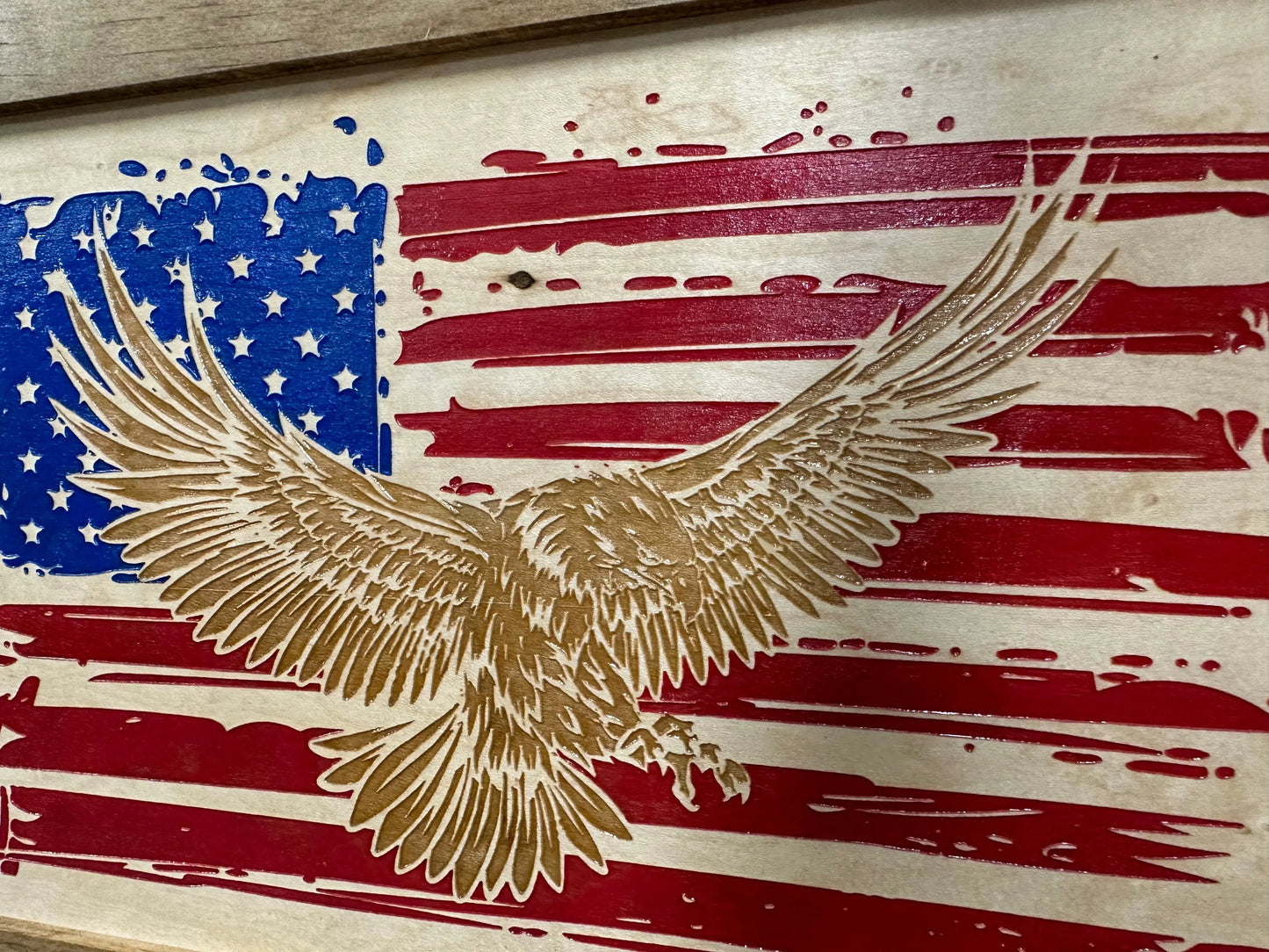 Bald Eagle & American Flag Patriotic Decorative Wall-Mounted Secure Gun Cabinet Bellewood Designs