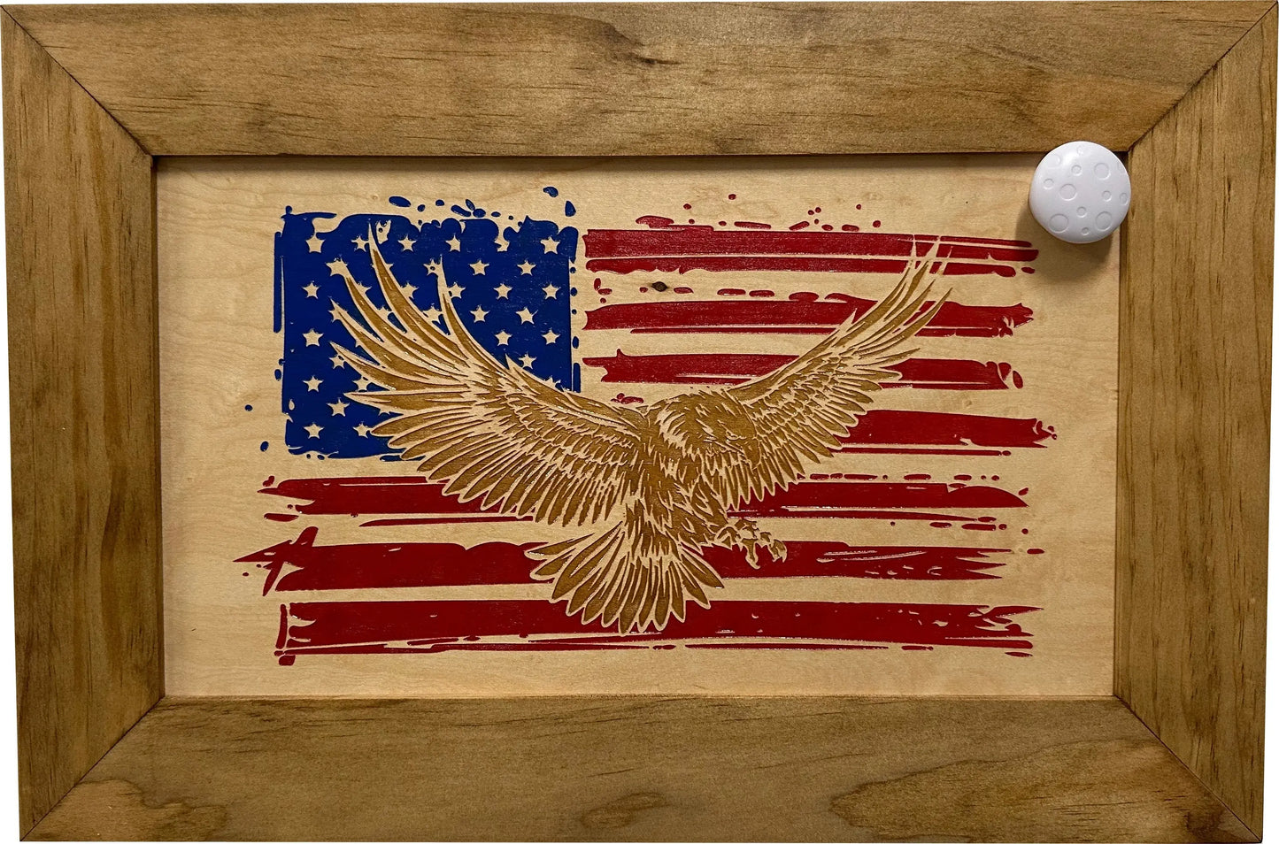 Bald Eagle & American Flag Patriotic Decorative Wall-Mounted Secure Gun Cabinet Bellewood Designs