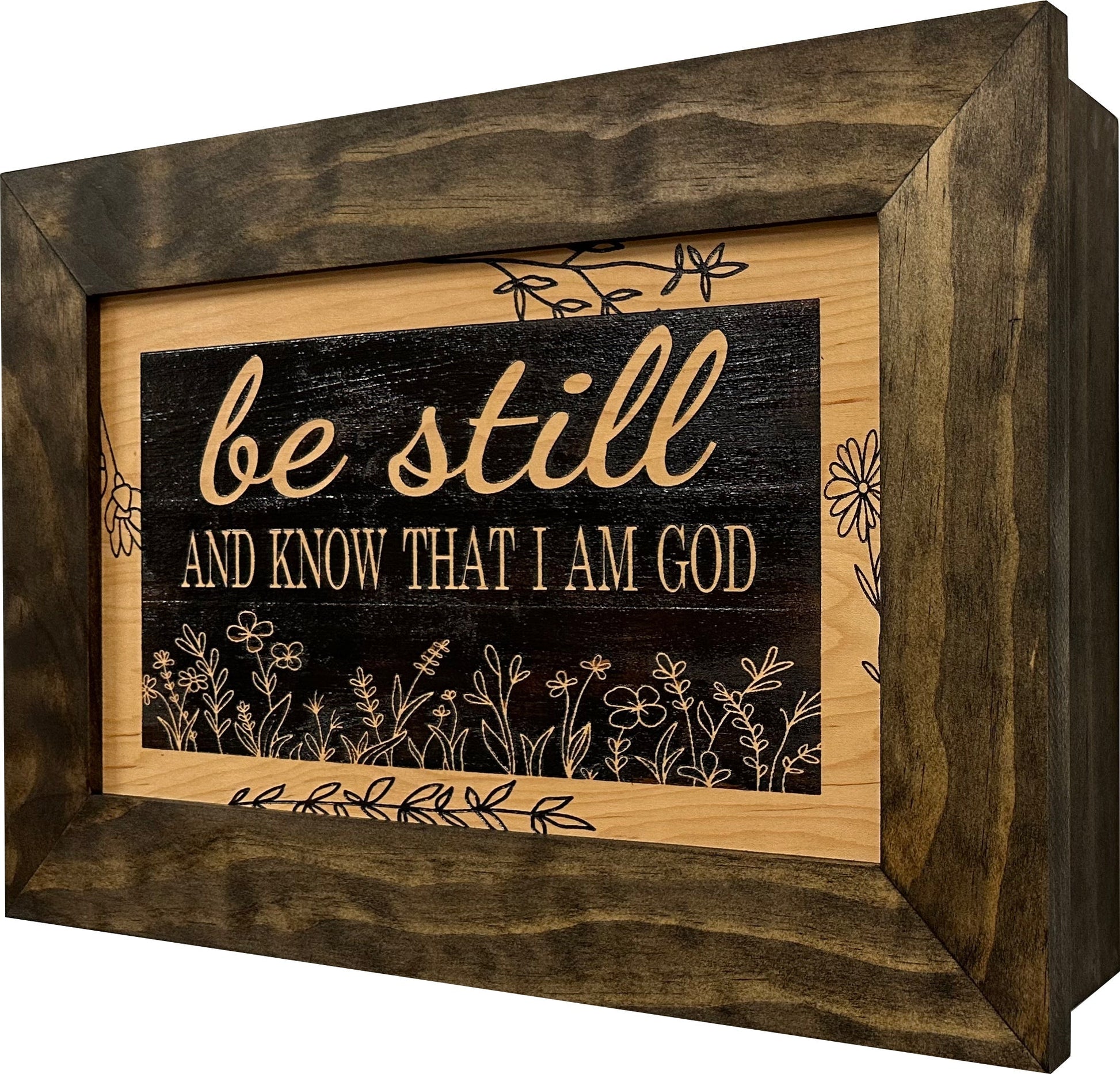 Bible Verse Decorative & Secure Wall-Mounted Gun Cabinet - Be Still and Know That I am God Psalm 46:10 Gun Safe Bellewood Designs