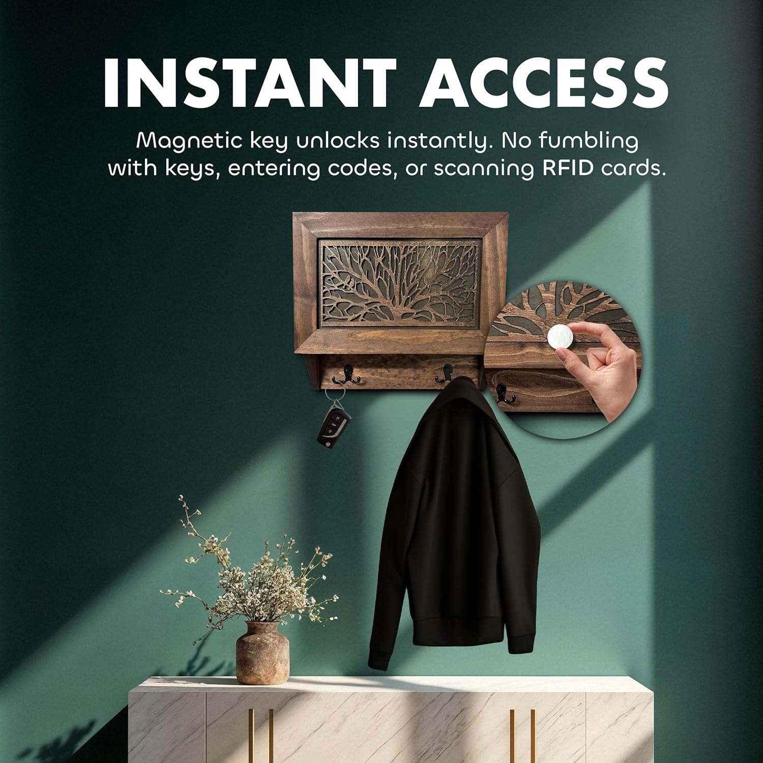 Birds in a Tree Gun Concealment Decor - Handcrafted Wooden Gun Cabinets - Gun Shelf Hidden Storage for Rifles, Shotguns, & Handguns - Quick Access Hidden Wall Safe Bellewood Designs