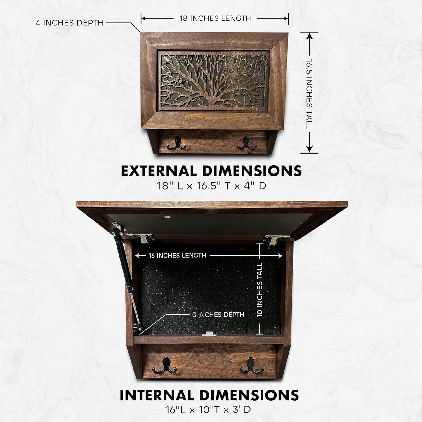 Birds in a Tree Gun Concealment Decor - Handcrafted Wooden Gun Cabinets - Gun Shelf Hidden Storage for Rifles, Shotguns, & Handguns - Quick Access Hidden Wall Safe Bellewood Designs