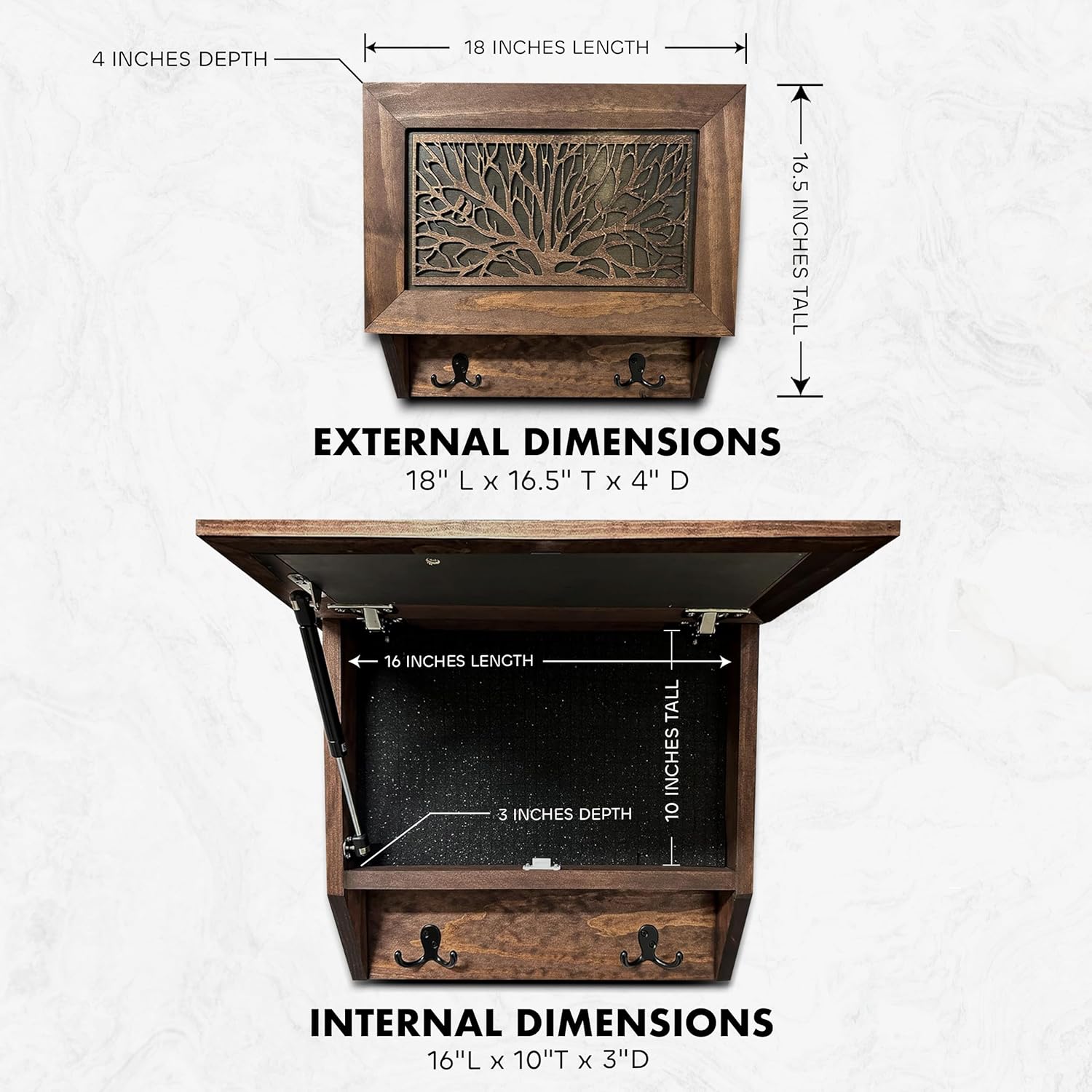 Birds in a Tree Gun Concealment Decor - Handcrafted Wooden Gun Cabinets - Gun Shelf Hidden Storage for Rifles, Shotguns, & Handguns - Quick Access Hidden Wall Safe Bellewood Designs