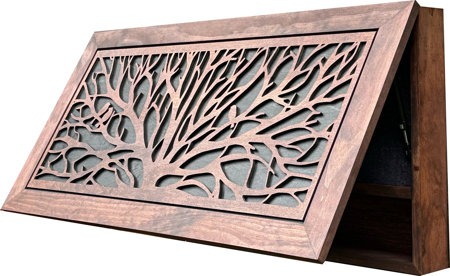 Birds in a Tree Large Gun Concealment Decor - Handcrafted Wooden Gun Cabinets - Gun Shelf Hidden Storage for Rifles, Shotguns, & Handguns - Quick Access Hidden Wall Safe Bellewood Designs