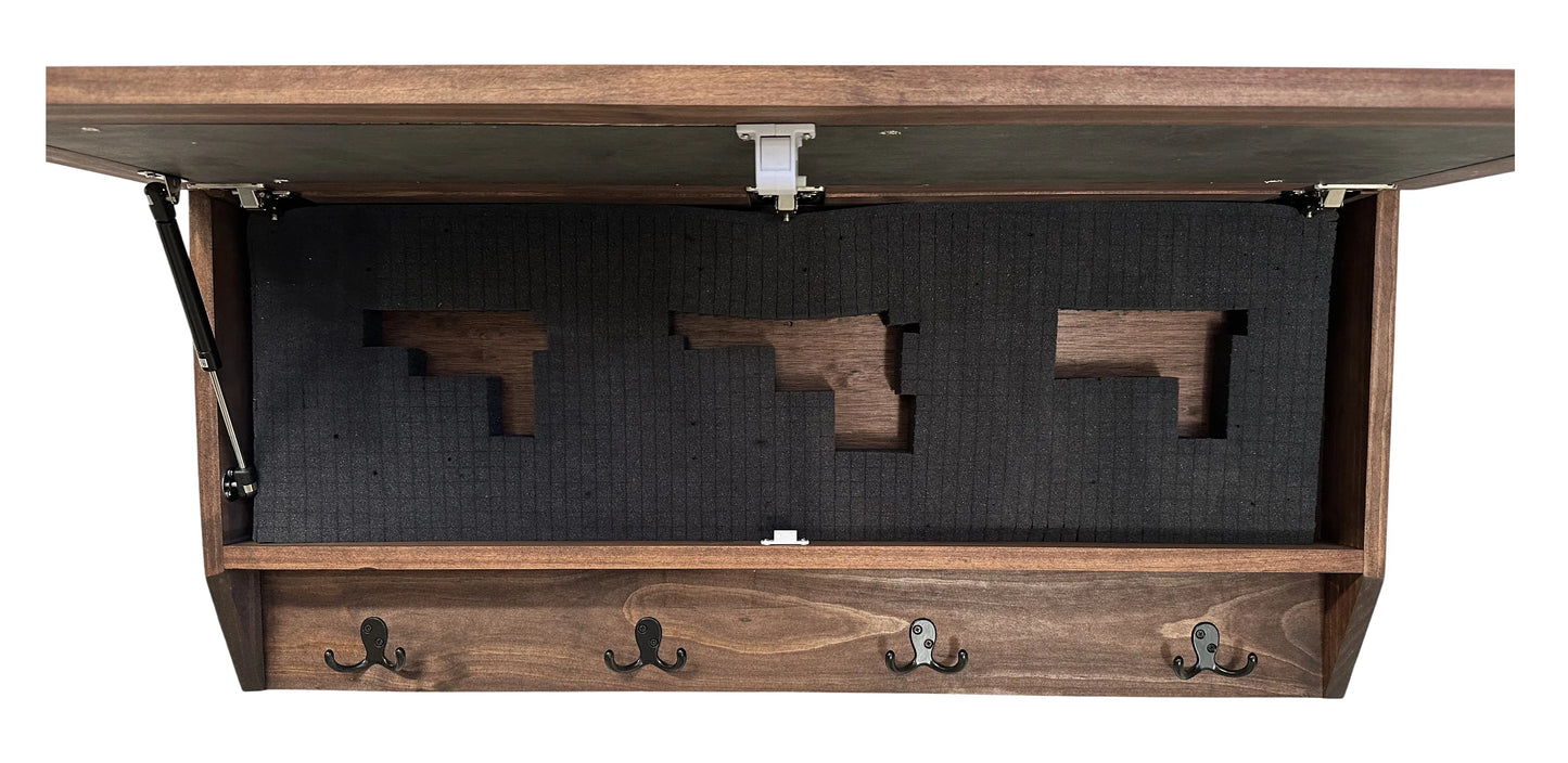 Birds in a Tree Large Gun Concealment Coat Rack - Handcrafted Wooden Gun Cabinets - Gun Shelf Hidden Storage for Rifles, Shotguns, & Handguns - Quick Access Hidden Wall Safe Bellewood Designs