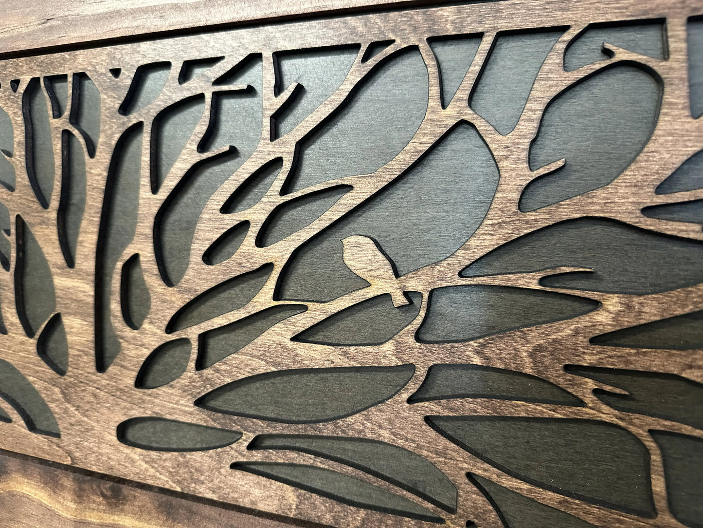 Birds in a Tree Large Gun Concealment Coat Rack - Handcrafted Wooden Gun Cabinets - Gun Shelf Hidden Storage for Rifles, Shotguns, & Handguns - Quick Access Hidden Wall Safe Bellewood Designs