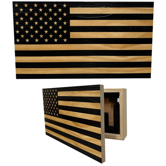 American Flag Decorative & Secure Wall-Mounted Gun Cabinet (Black) Bellewood Designs