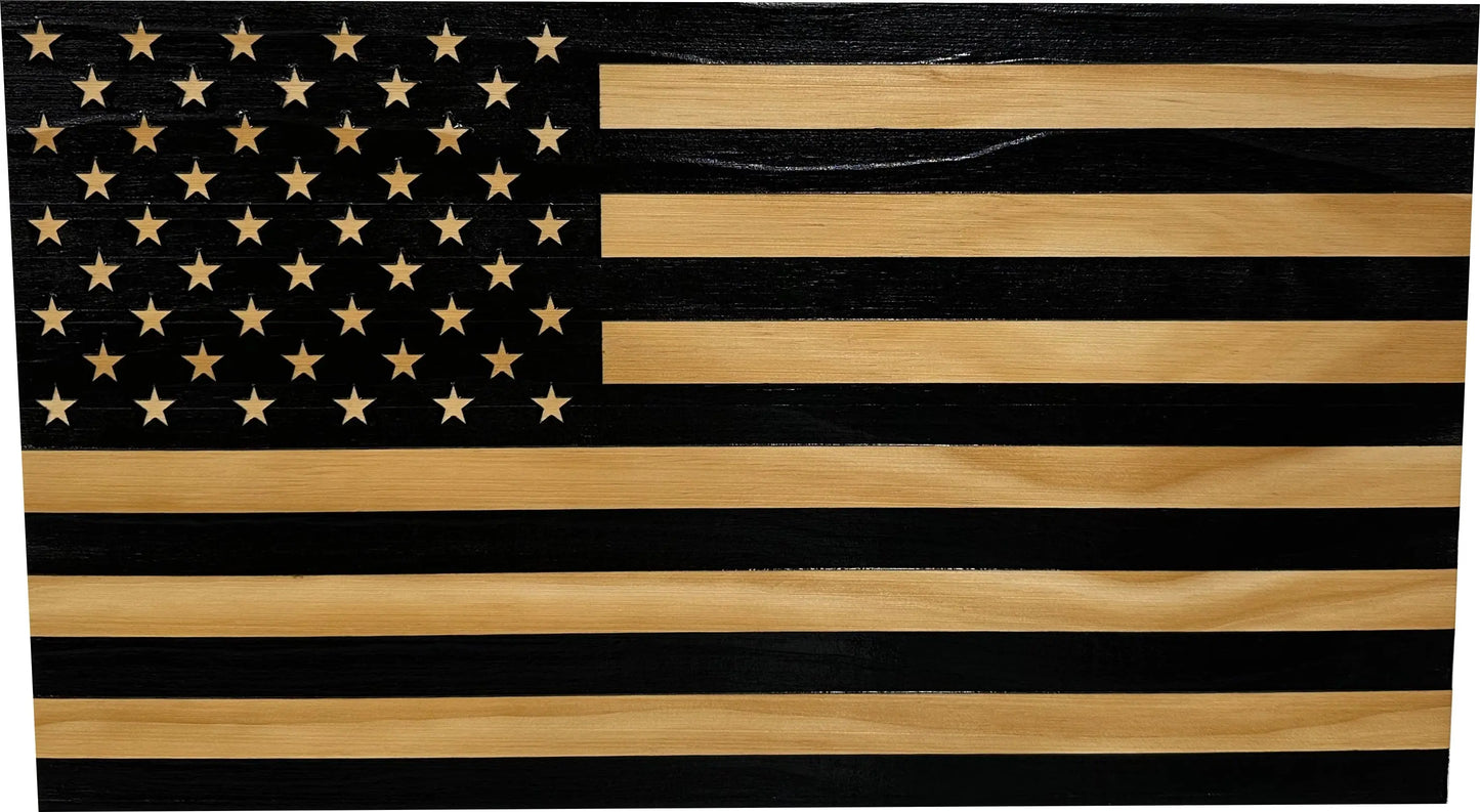 American Flag Decorative & Secure Wall-Mounted Gun Cabinet (Black) Bellewood Designs