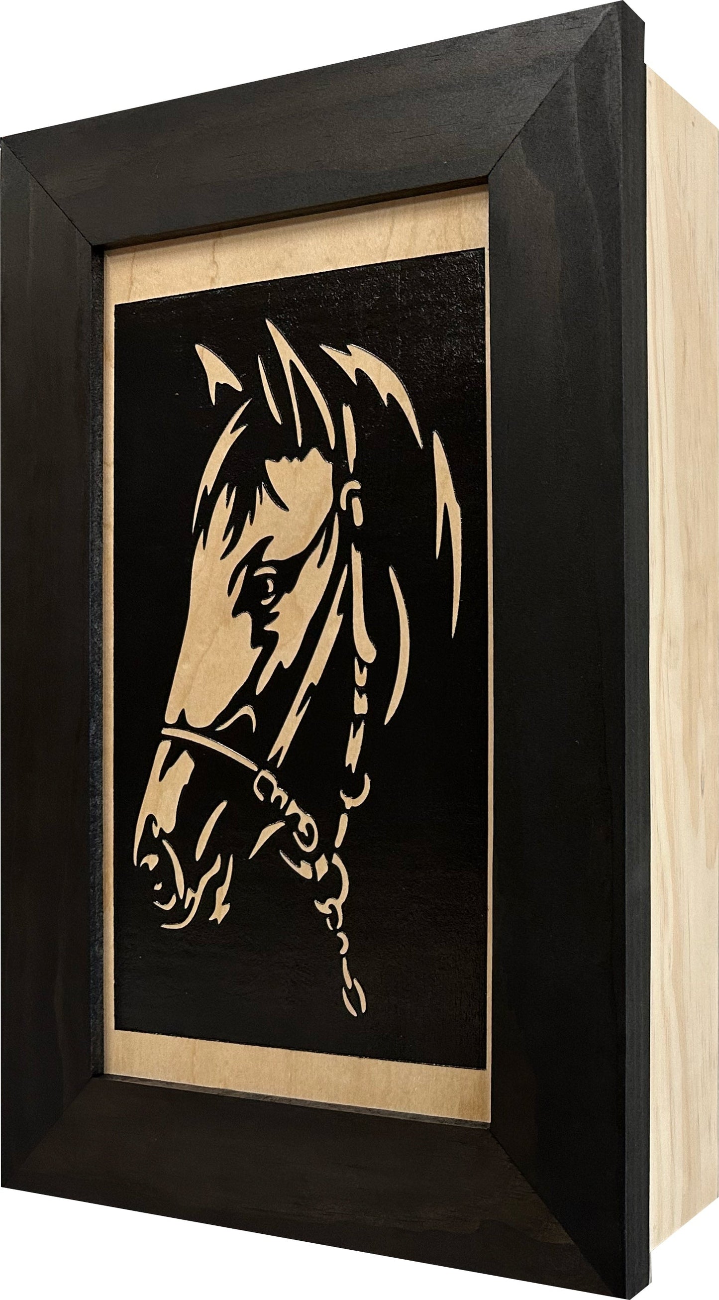 Horse Wall Art Gun Concealment Furniture - Handcrafted Hidden Gun Storage Wall Decor - Hidden Gun Shelf with Magnetic Lock for Quick Access