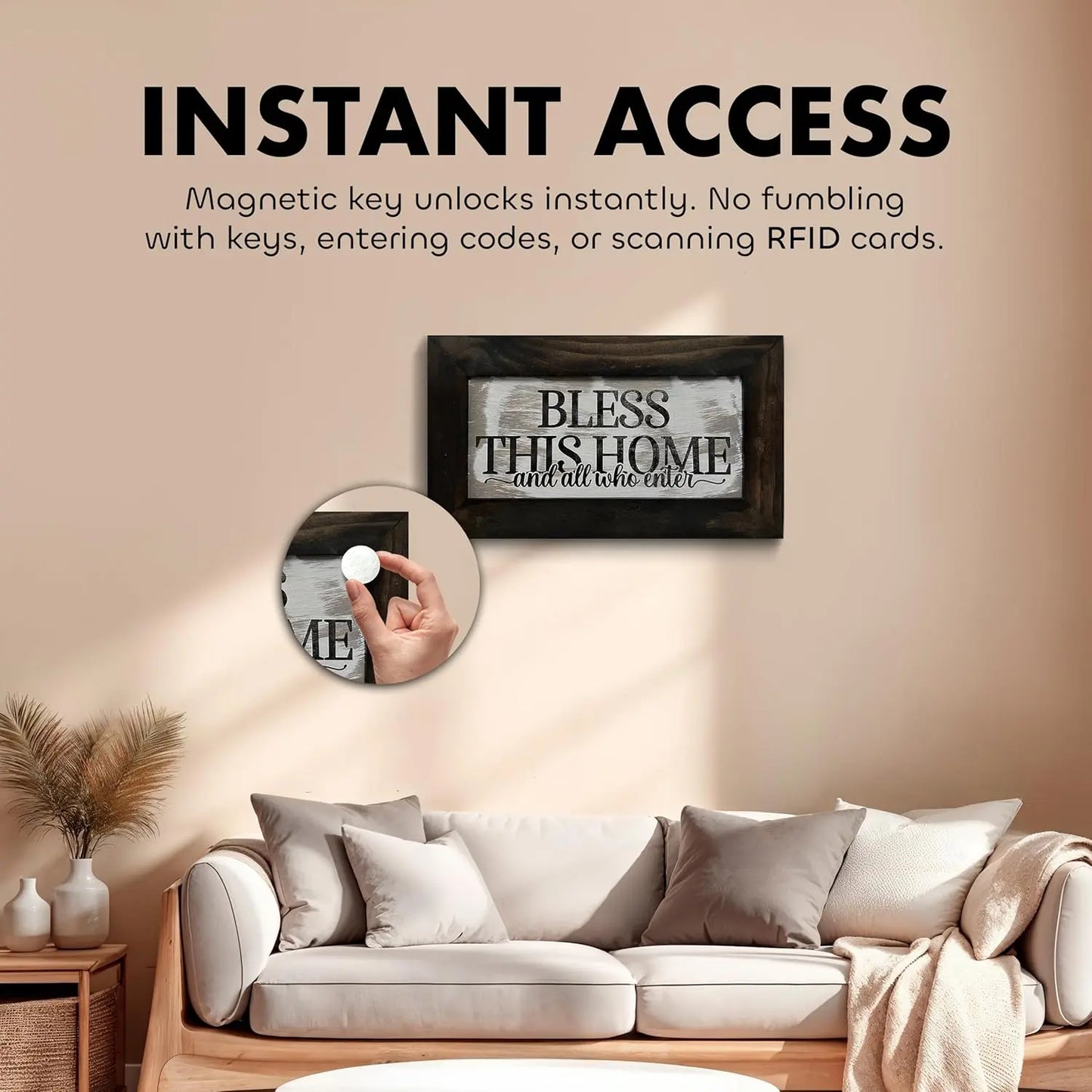 Bless This Home and All Who Enter Hidden Gun Storage Wall Decor - Hand-Painted Gun Concealment Decor - Gun Shelf Hidden Storage with Magnetic Lock for Quick Access - Made In USA Bellewood Designs