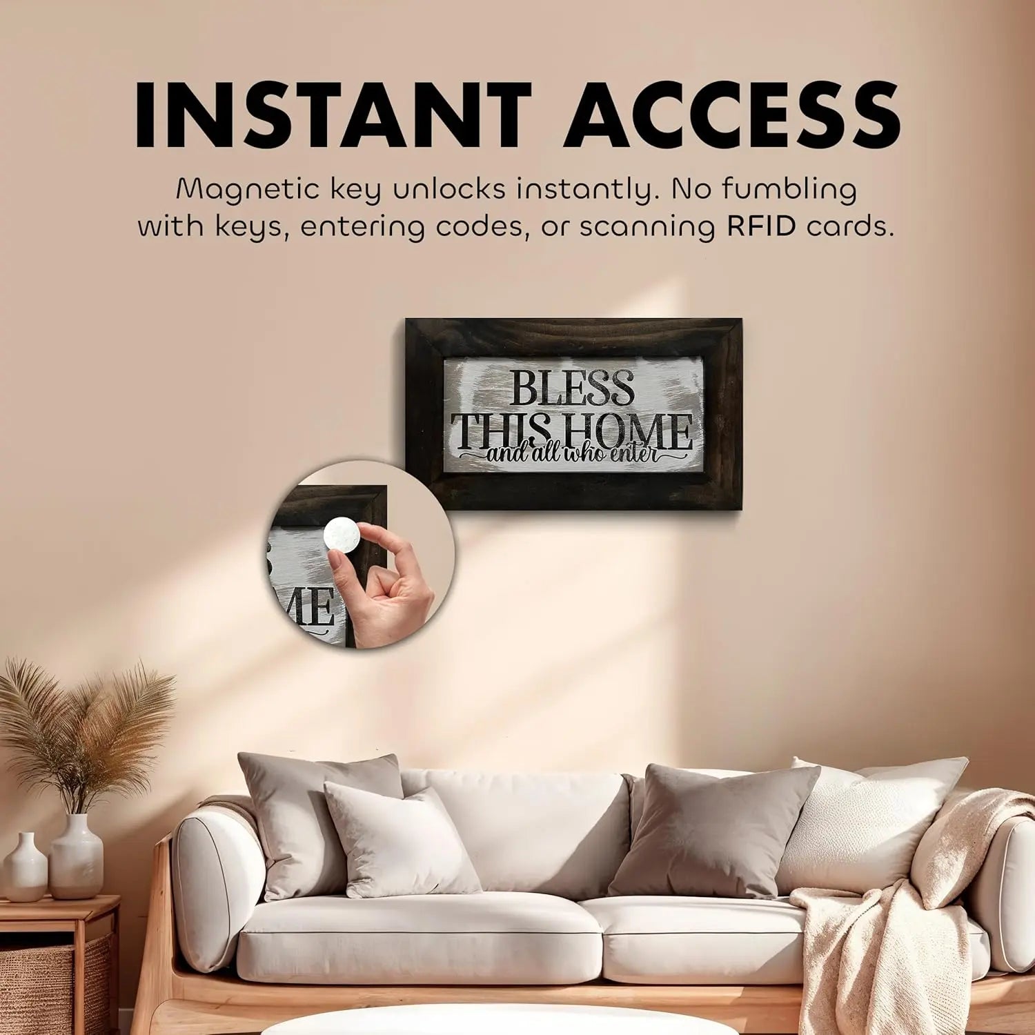 Bless This Home and All Who Enter Hidden Gun Storage Wall Decor - Hand-Painted Gun Concealment Decor - Gun Shelf Hidden Storage with Magnetic Lock for Quick Access - Made In USA Bellewood Designs