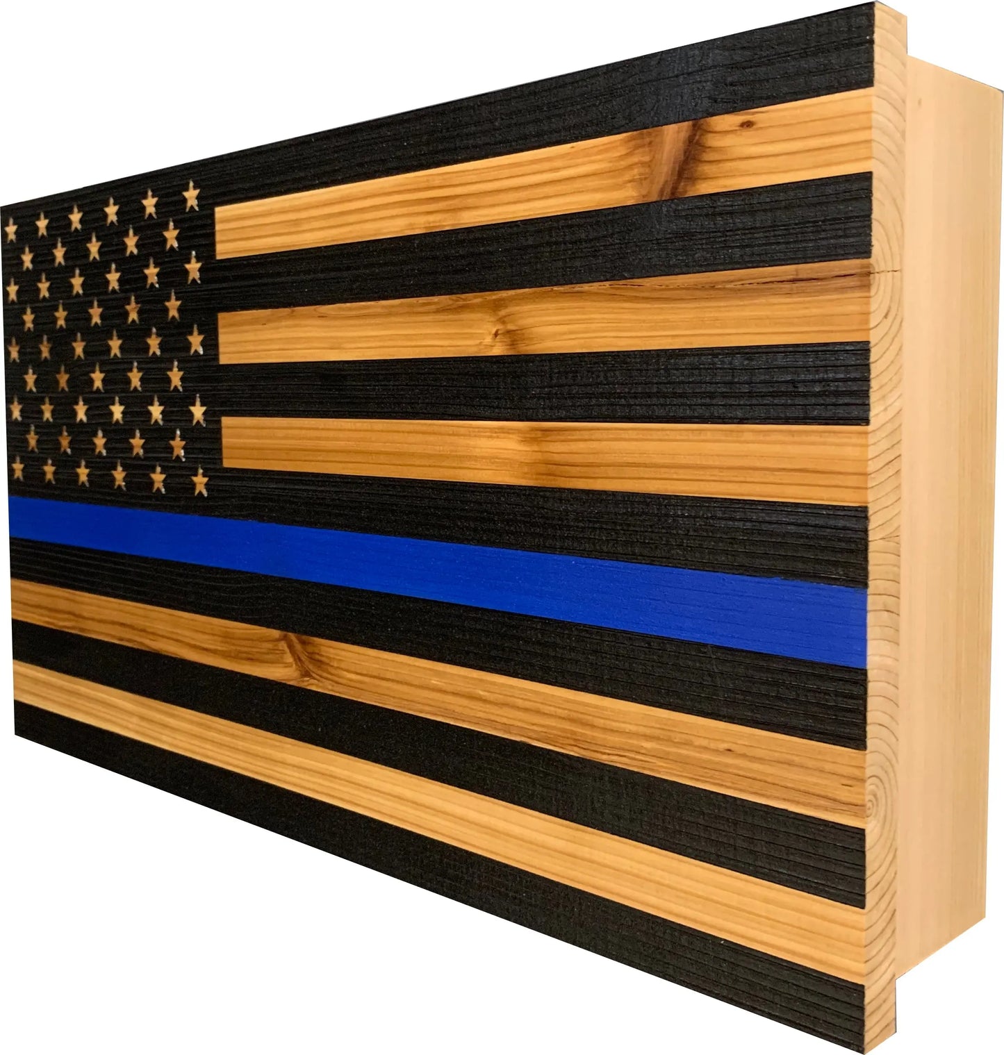 Blue Line American Flag Hidden Gun Storage, Customizable Thin Blue Line Concealment Flag for Police Officers and Law Enforcement Professionals Bellewood Designs