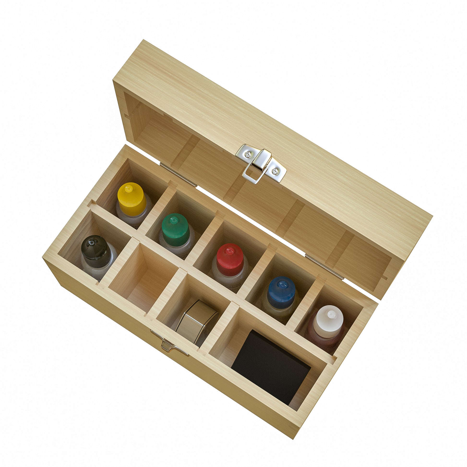 Large Wooden Storage Box with 8 compartments for Storing Gold Acid Tetsting  Kit with Test Stone and Test Needles