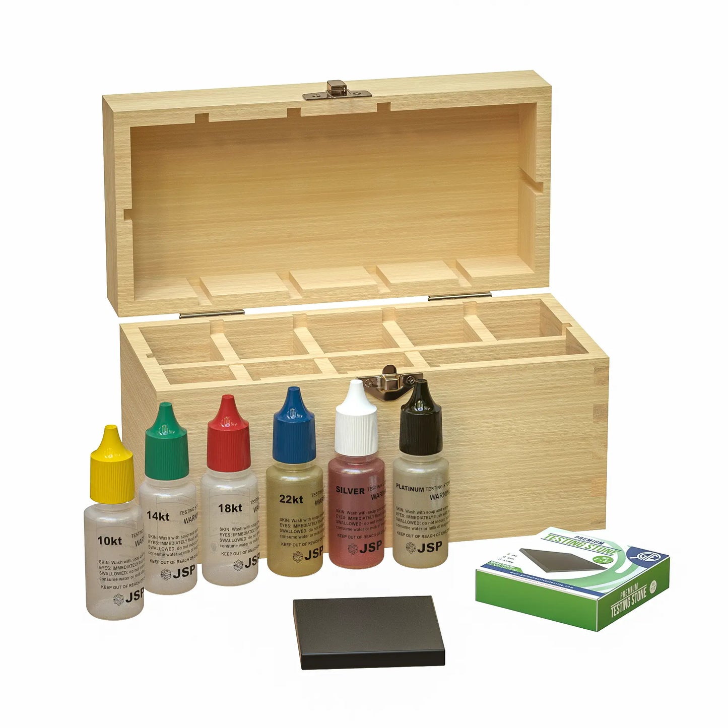 GOLD AND SILVER JEWELRY TEST KIT WITH STORAGE BOX FOR 10K 14K 18K 22K 24K STERLING PRECIOUS METALS SCRAP COINS BARS
