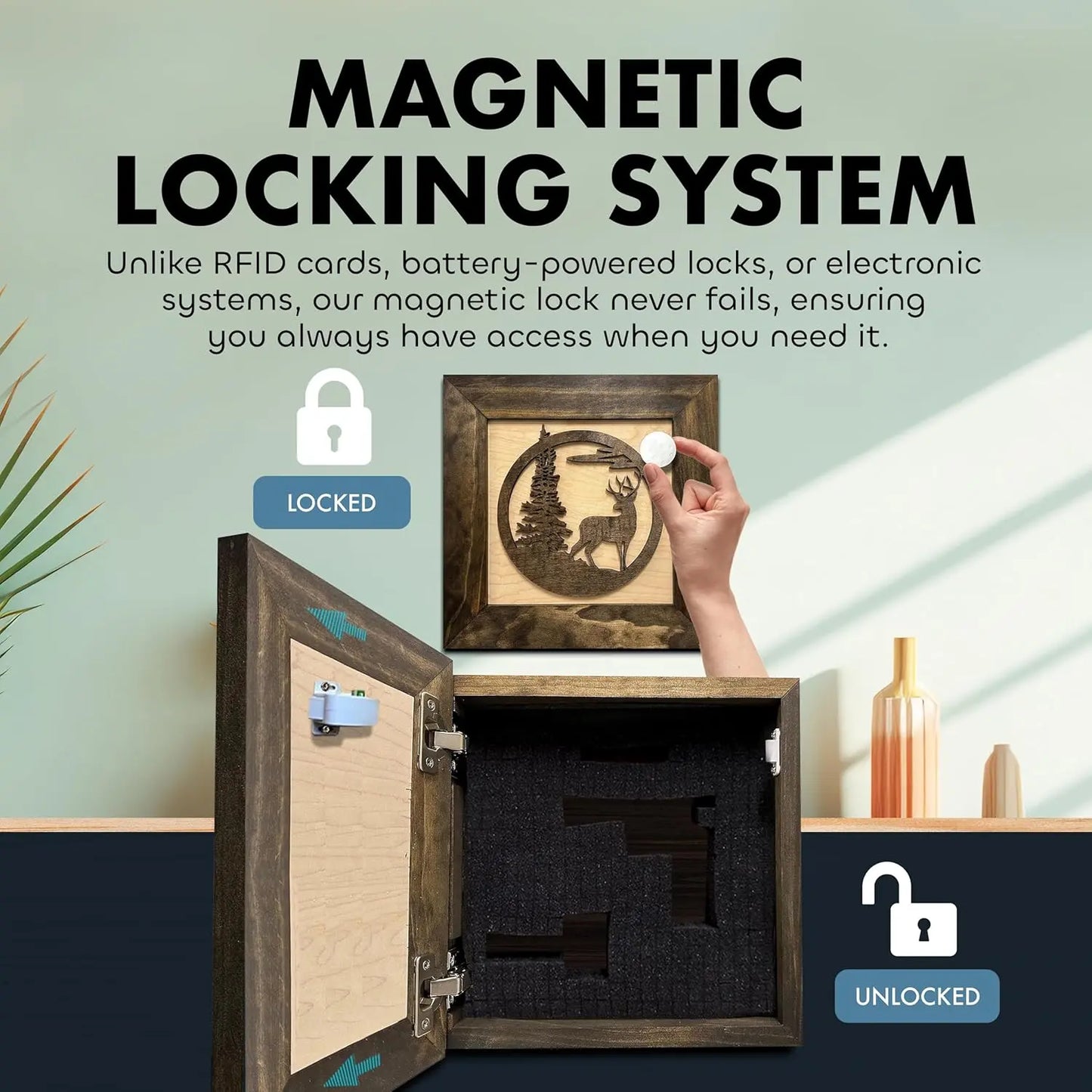 Buck In Nature Gun Safe Shelf - Gun Concealment Furniture - Hidden Gun Safe for Discrete Firearm Storage - GOLD TESTING EQUIPMENT