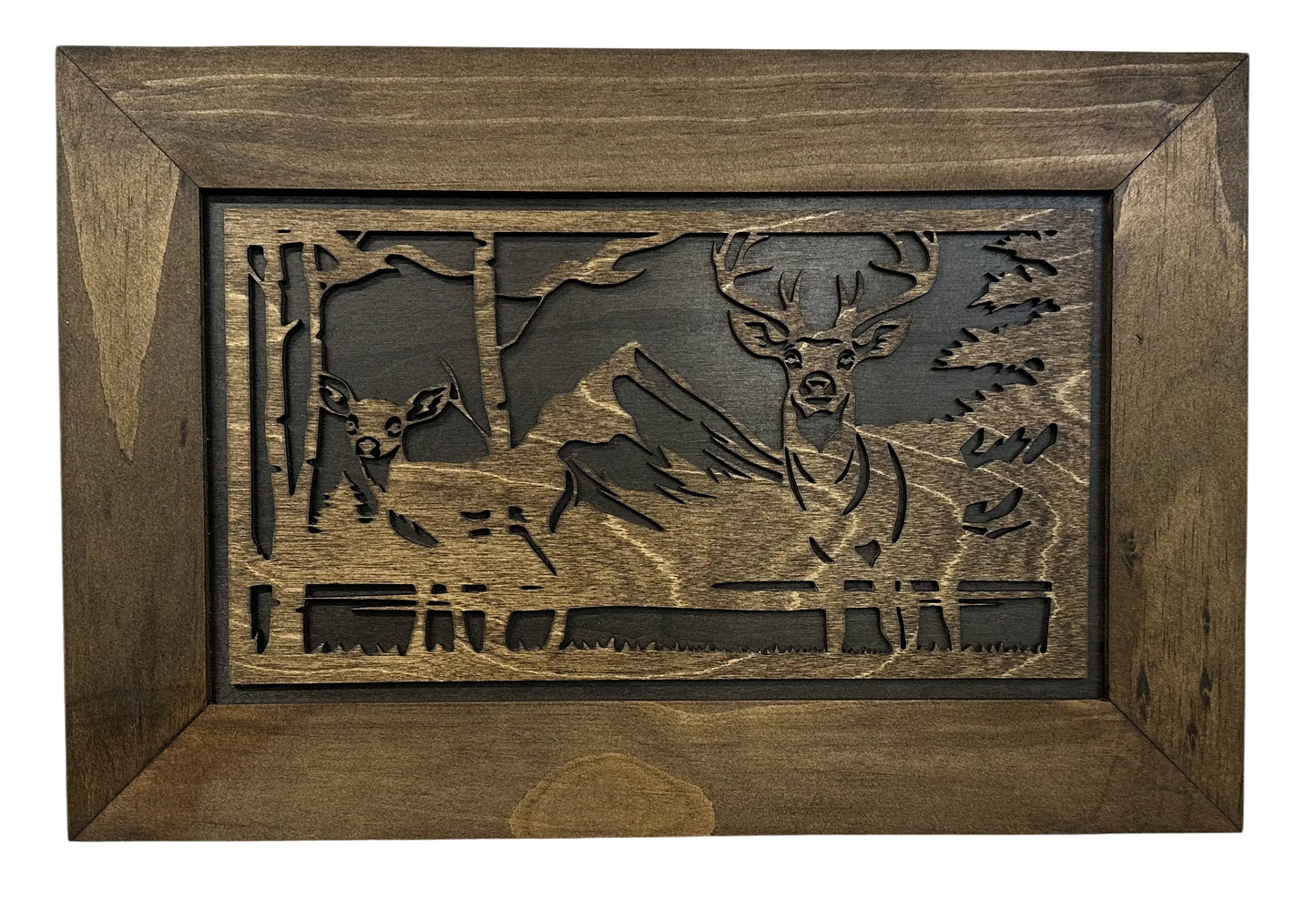 Buck and Doe in The Woods Gun Concealment Furniture - Handcrafted Hidden Gun Storage Wall Decor - Hidden Gun Shelf with Magnetic Lock for Quick Access Bellewood Designs